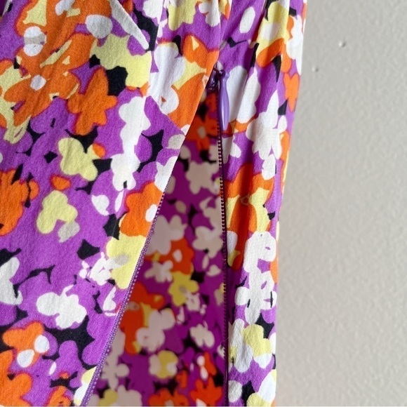 Anthropologie Leifsdottir Silk Ruffle Sleeveless Blouse Orange/Purple Florals, 8 - Picture 11 of 12